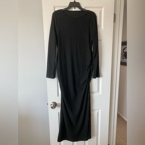 SHEIN black ribbed maxi long sleeve dress slit on side size xxl